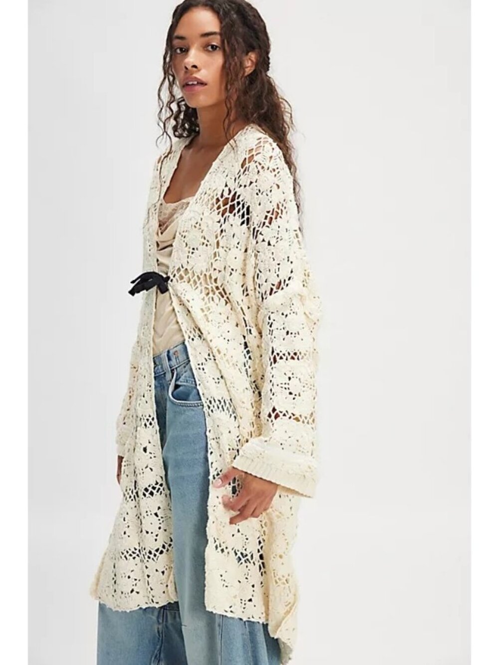Free People Bali June Crochet Cardigan Womens XS Cottagecore Boho Chic Vintage